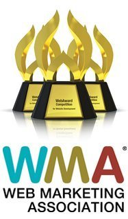 Three gold WMA awards with the WMA logo.
