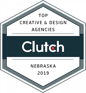 A Clutch Award badge for Top Creative and Design Agencies in Nebraska for 2019.
