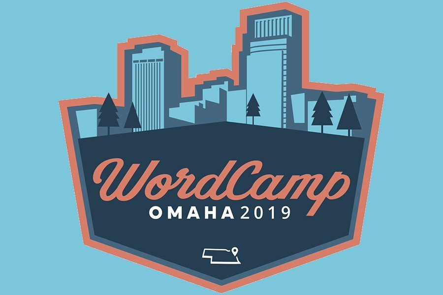 WordCamp Omaha badge with skyline of Omaha.